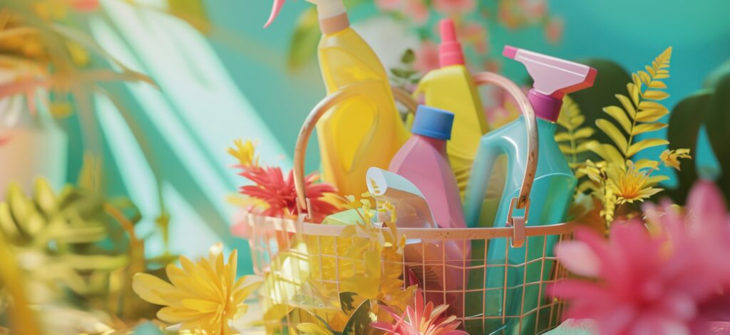 Homeowner comparing DIY spring cleaning with professional cleaners deep cleaning a home in Arlington, VA